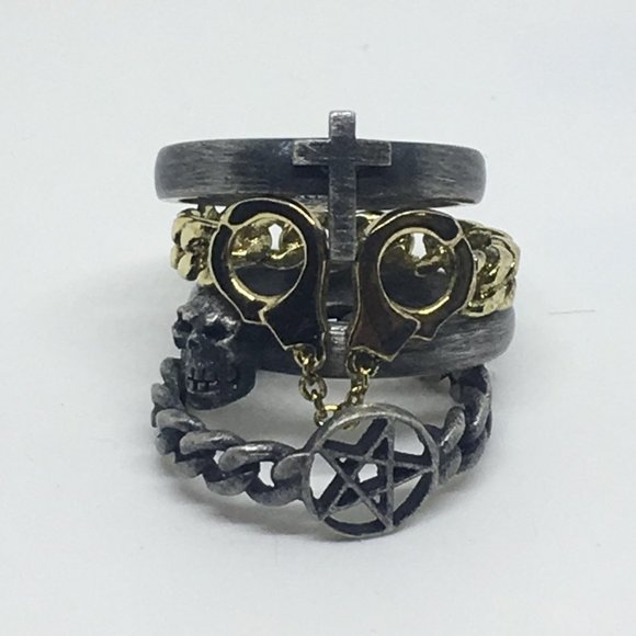 OBEY Sinful Stack Rings Set sz 8 - Picture 8 of 8